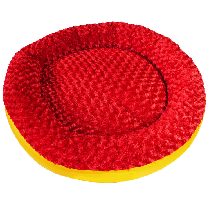 Red/Gold "Chief Dog" Bolster Bed top view