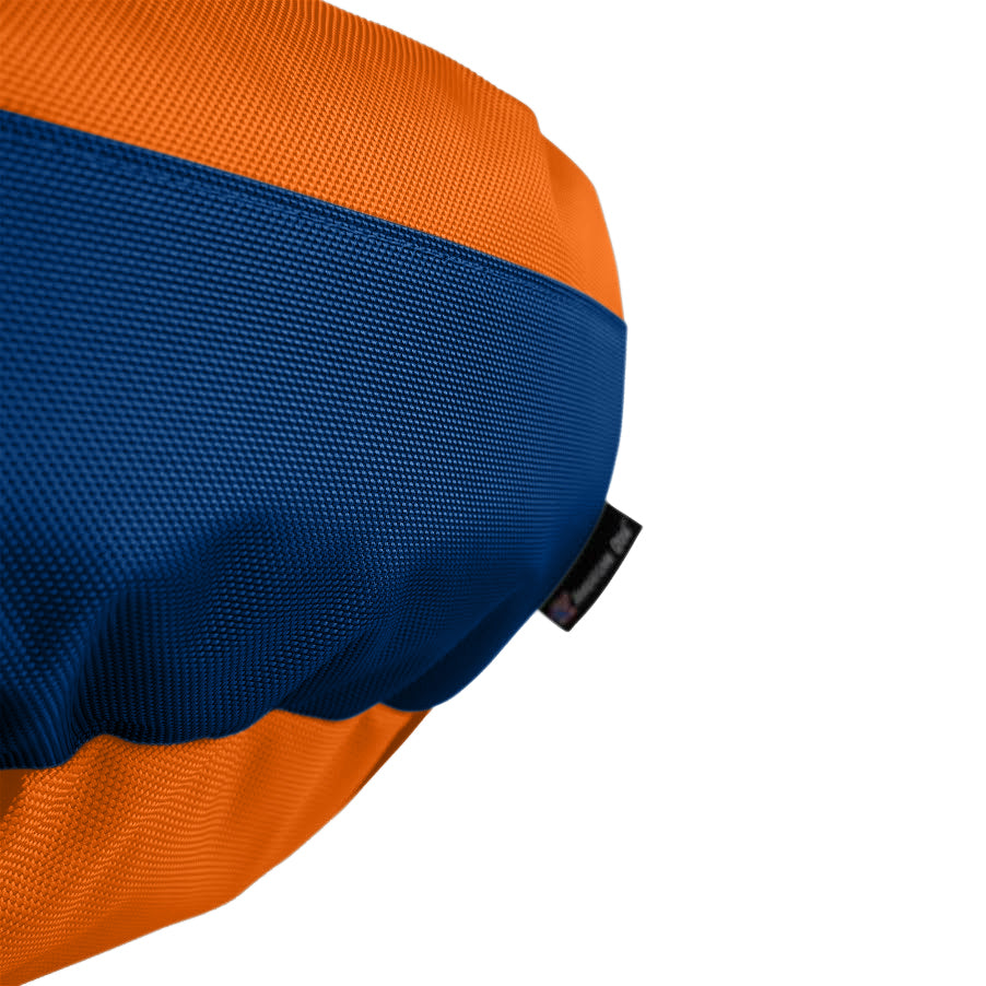 Close up of orange and blue fabric