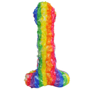 rainbow striped dick shaped dog toy 