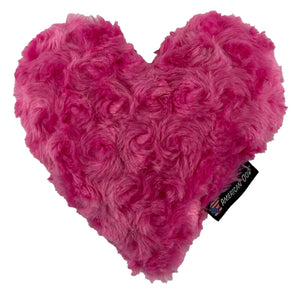 Pink heart shaped dog toy made of fleece
