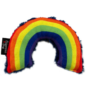 Arched rainbow colored dog toy