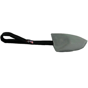 Silver and black Shovel shaped dog toy