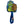 Image of a green snail with a silly grin and with a brown spiral shell and blue web handle