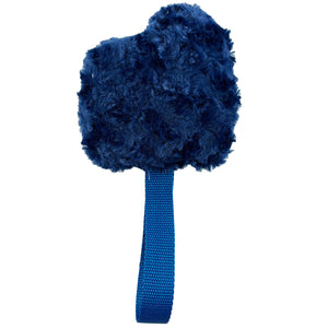 Blue spirally fleece rectangle with a bump and blue web handle