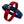 red & blue ring shaped ball with American Dog logo