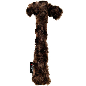 brown fleece in the shape of a hammer dog toy