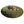 Round dog bed olive colored with a pit bull dog laying one it
