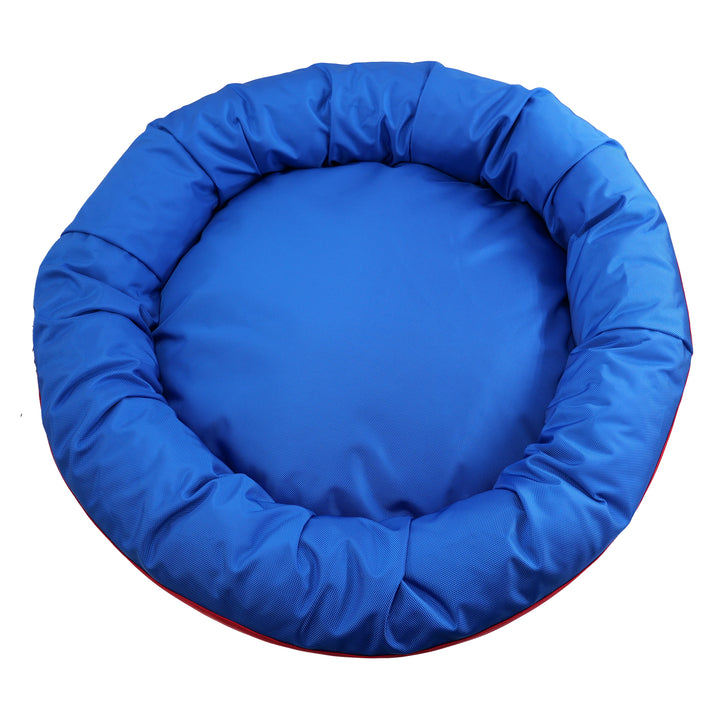 Top view of round bolstered dog bed